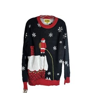 Tipsy Elves Sweater Size XL‎ Christmas Leaky Roof Light Up Santa Peeing LEDs